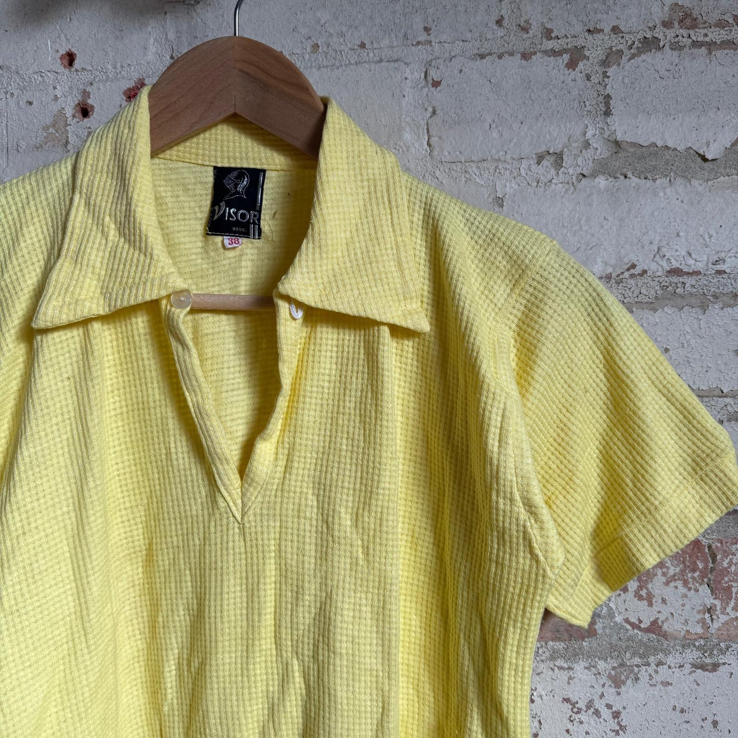 1960s Yellow Waffle British Visor Leisure Shirt