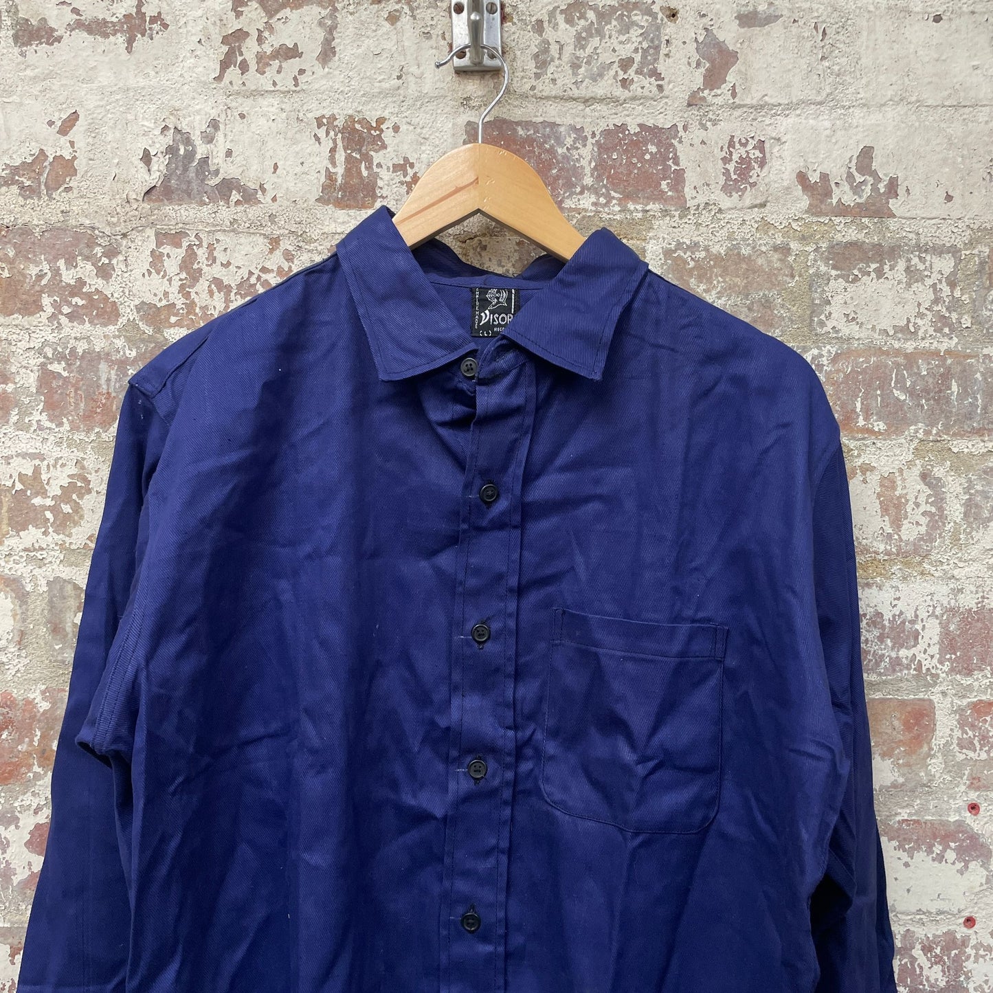 Vintage 1950s 1960s Navy Blue Deadstock Work Shirt