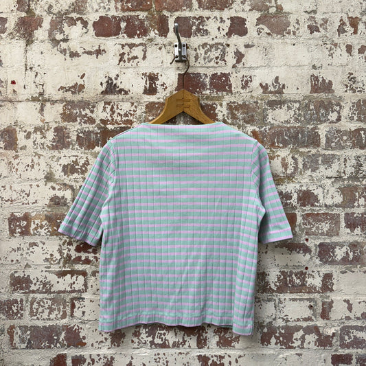 1970s Purple and Blue Boat Neck Top