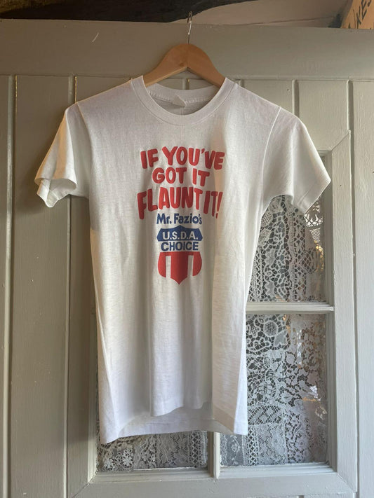 1970s White Flaunt It Graphic T-shirt