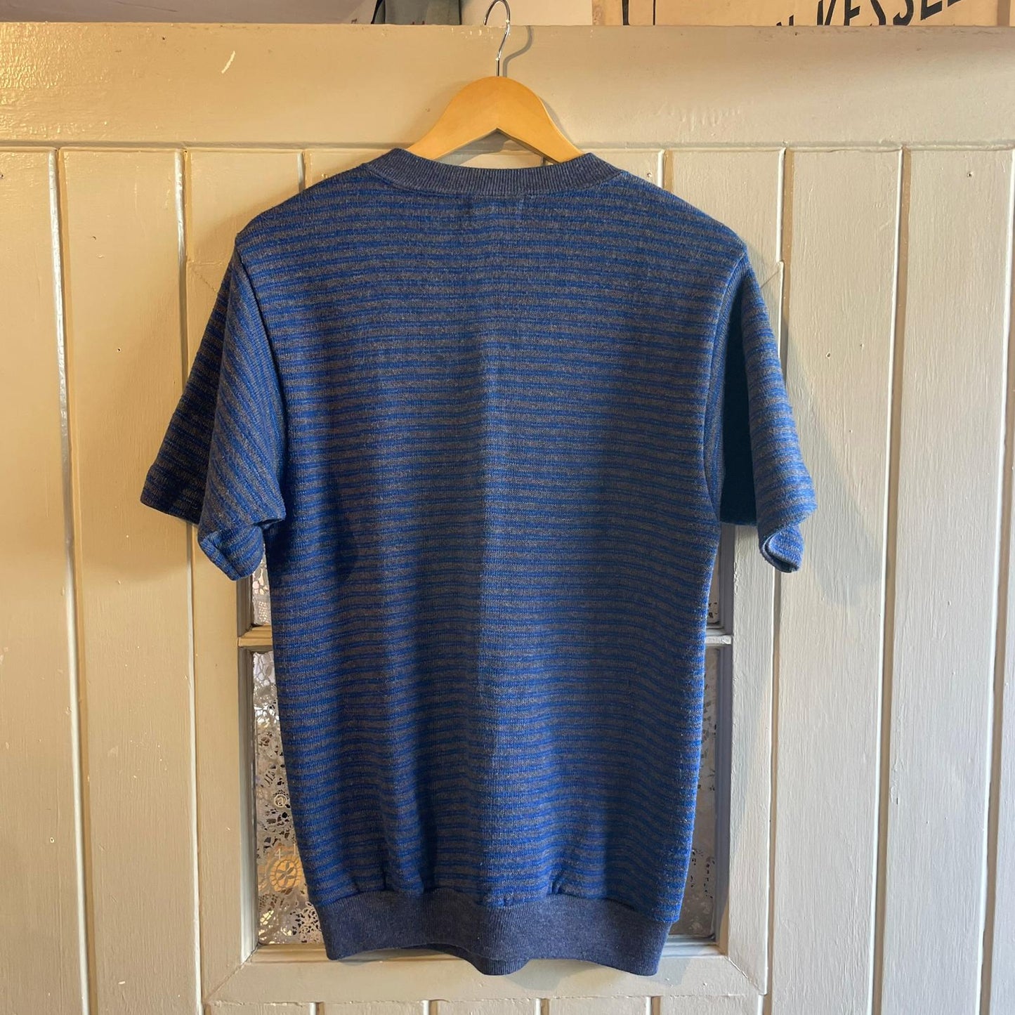 1960s Blue Striped Short Sleeved Sweatshirt