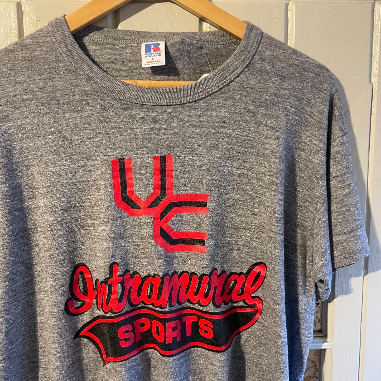 1970s Grey Russel Athletic Graphic College T-Shirt