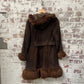 Vintage 1970s 1980s Brown Leather Afghan Jacket Coat