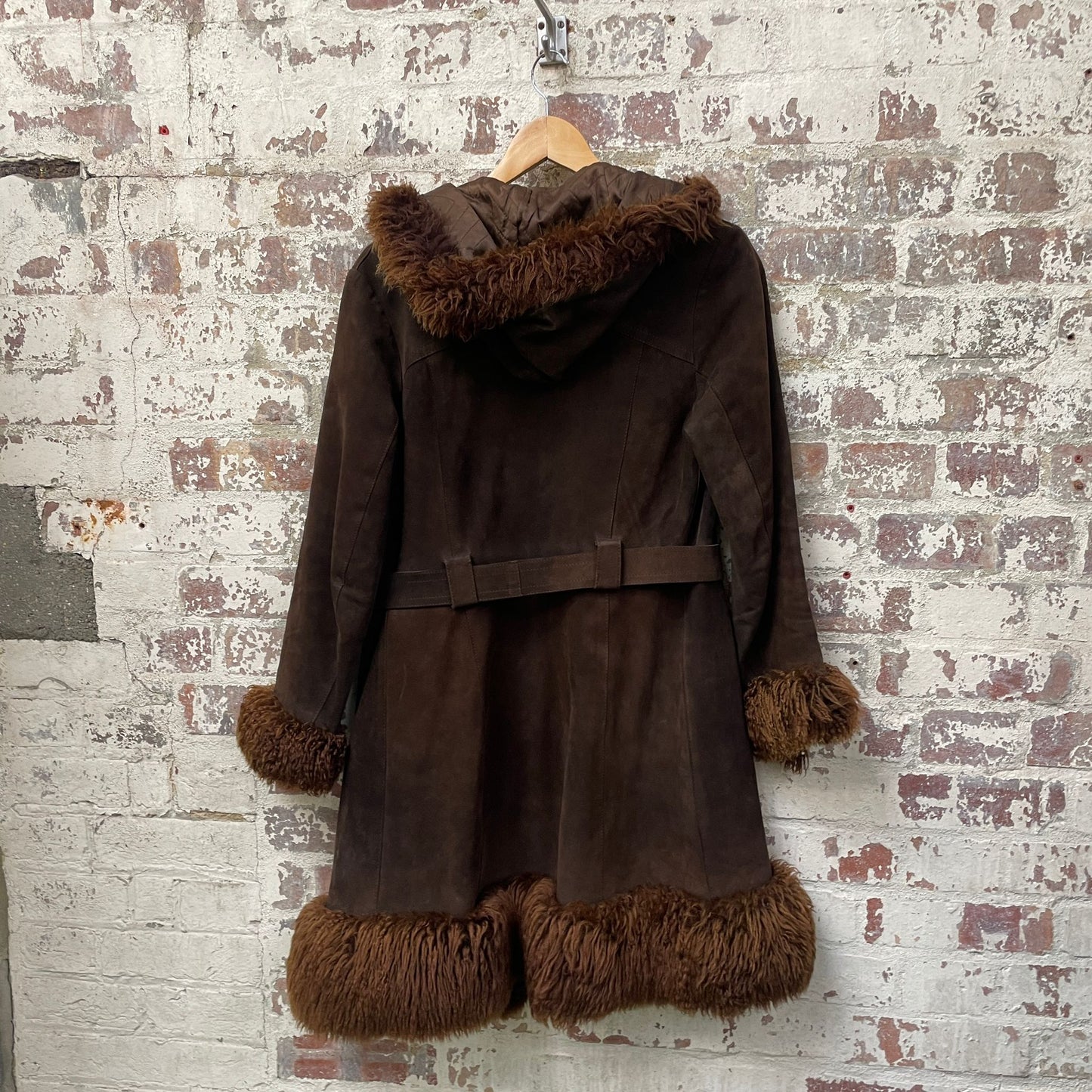 Vintage 1970s 1980s Brown Leather Afghan Jacket Coat
