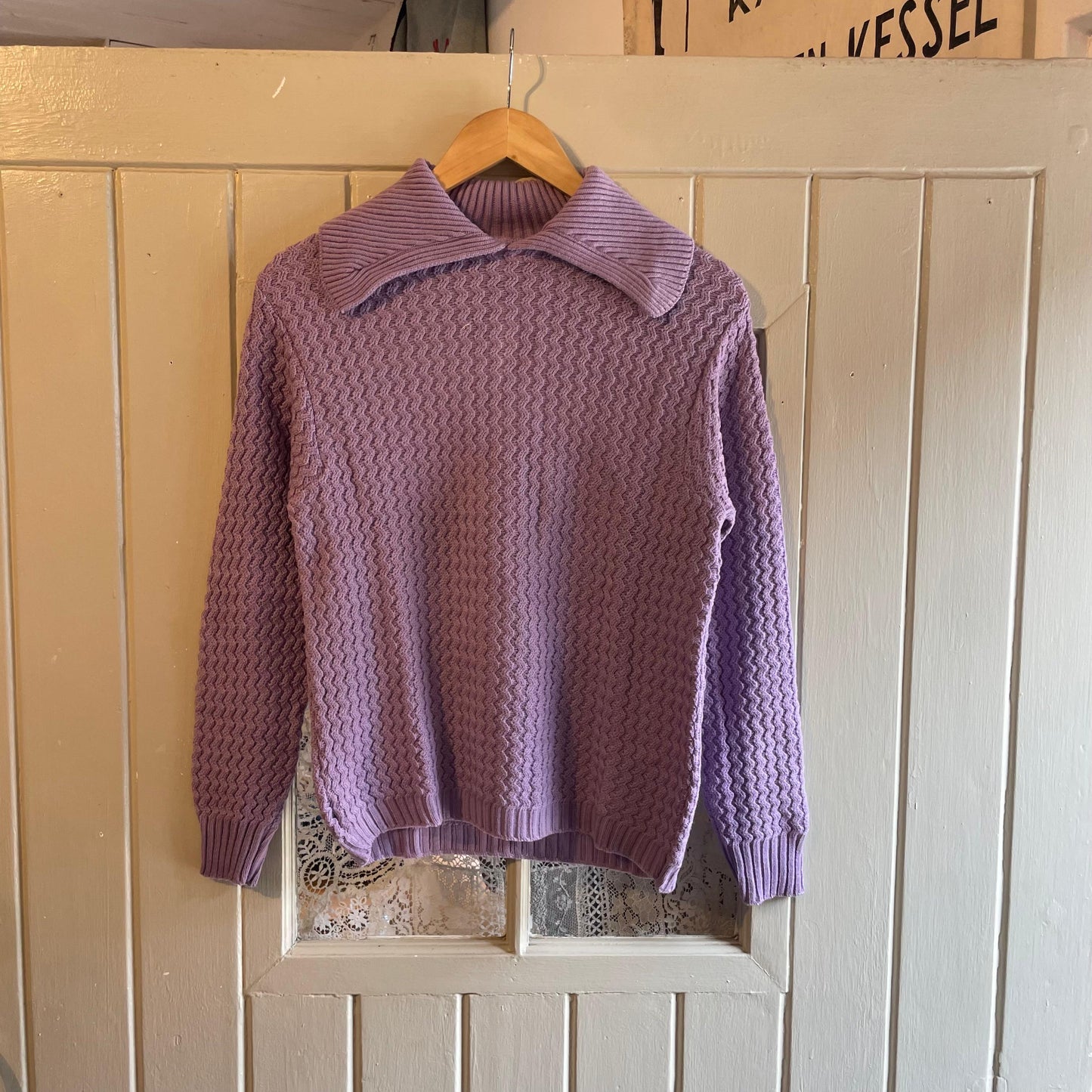 1940s Purple Collared Knitted Wool Jumper