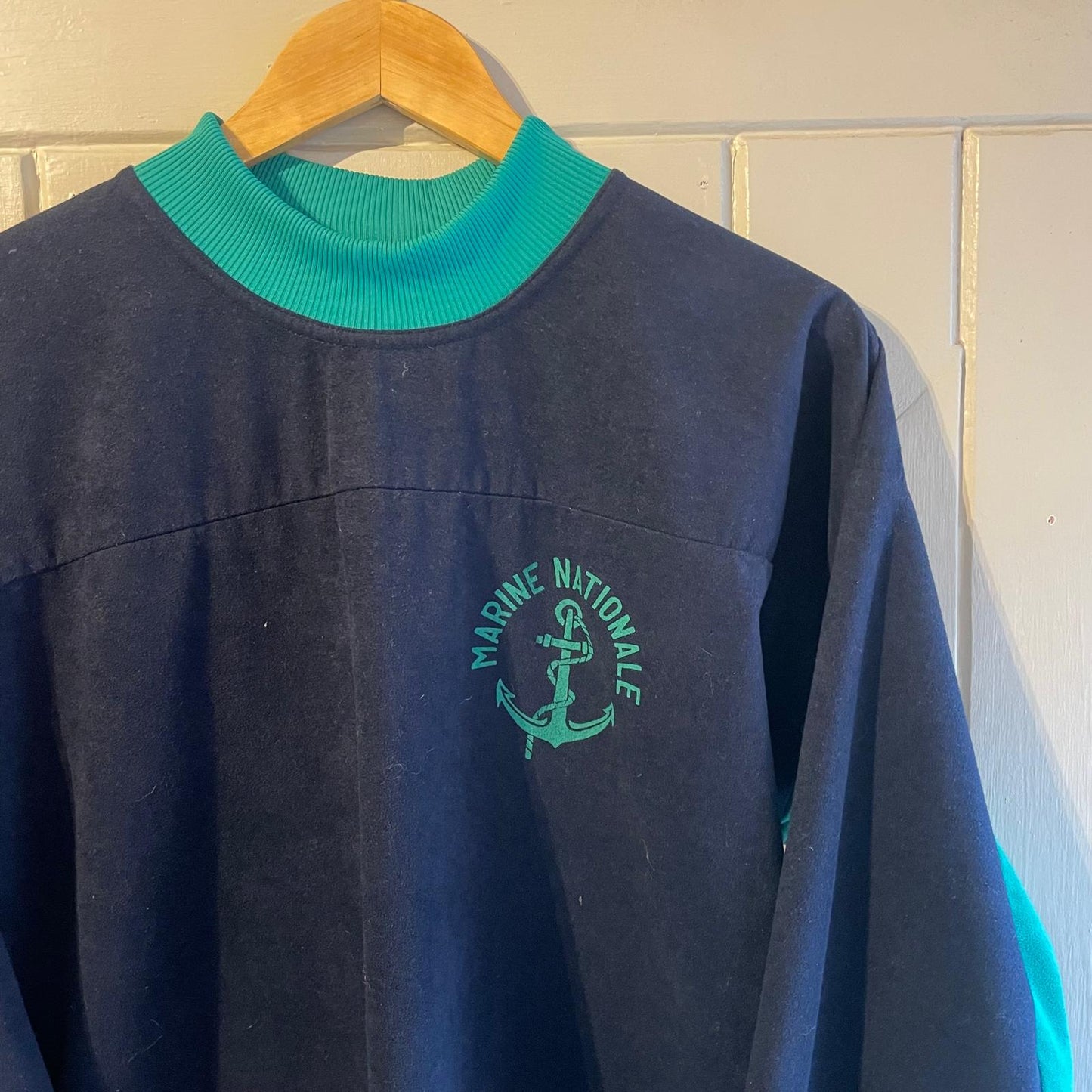 1980s Black and Green Italian Navy Sweatshirt