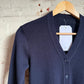 1970s Navy Wool Knitted Button Cardigan Jumper