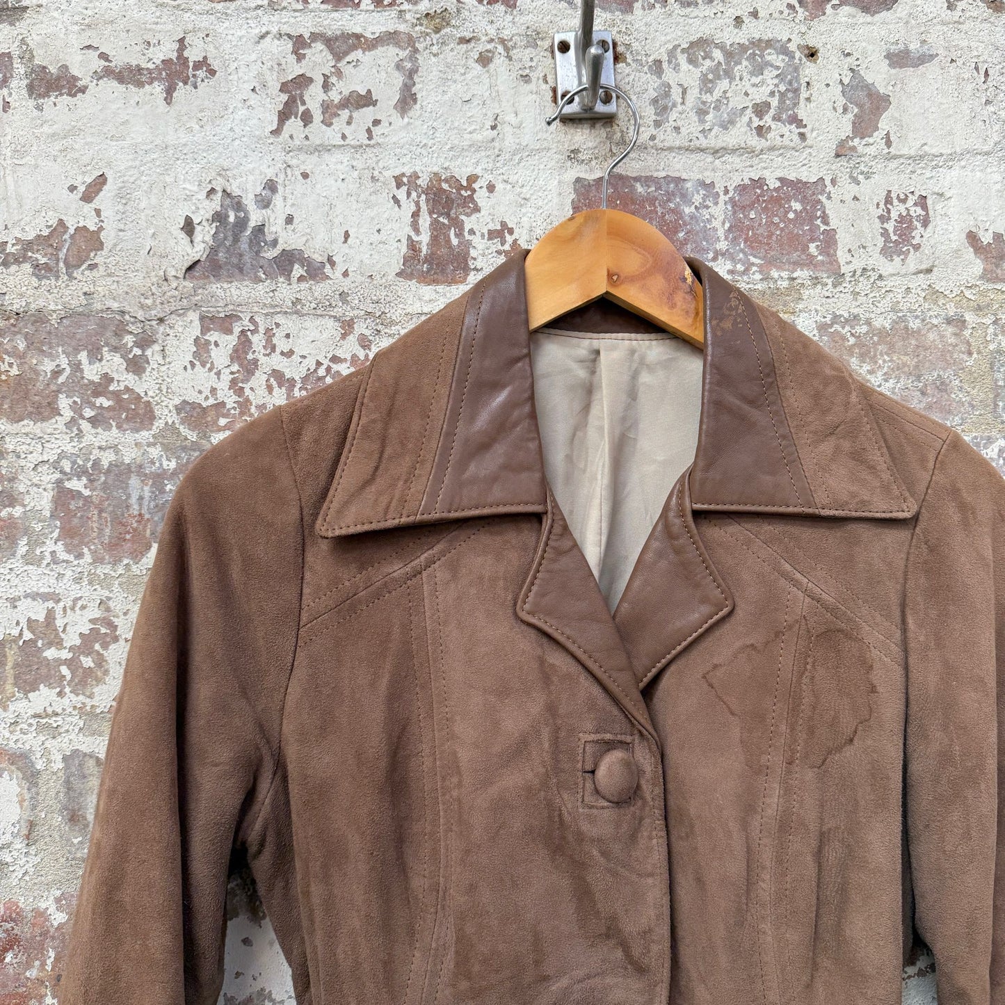 1970s Brown Belted Suede Leather Jacket