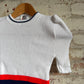 1970s White Knitted Stripe T-Shirt Top