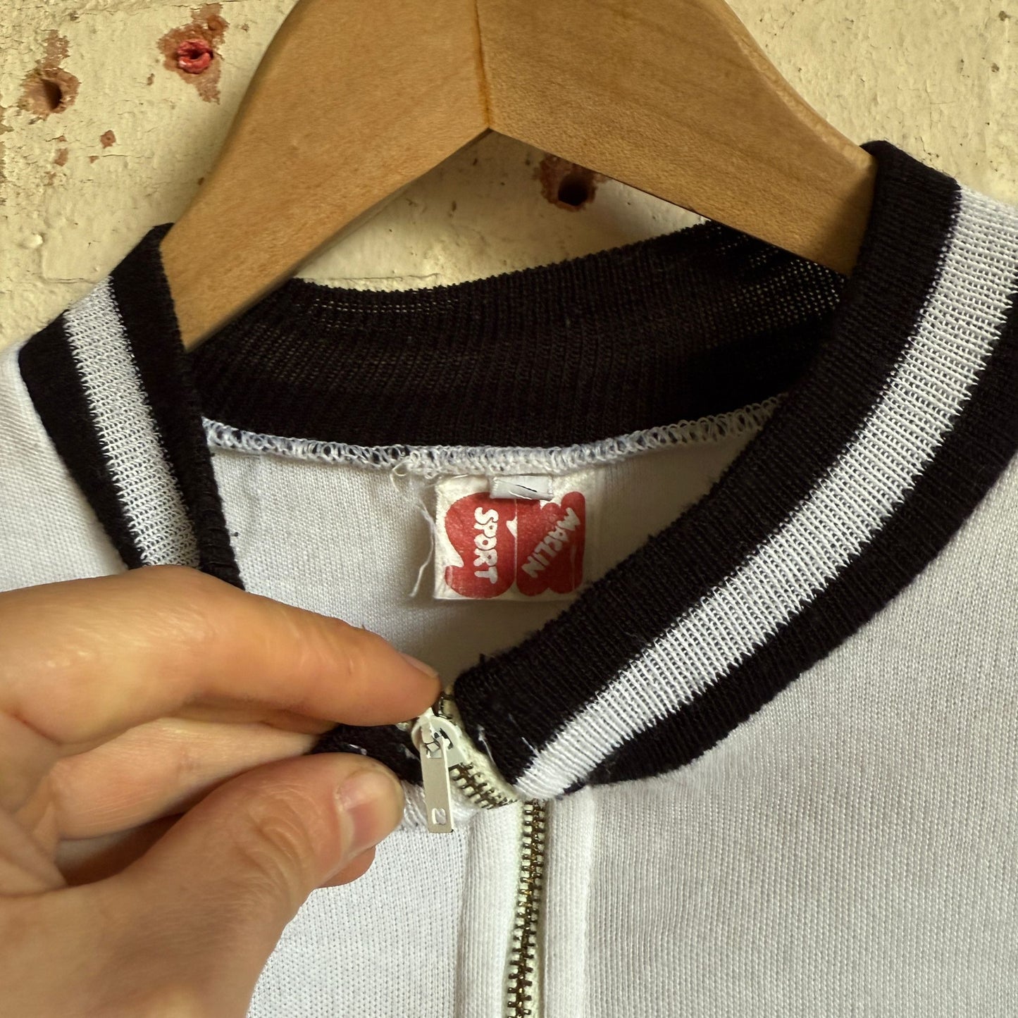 1970s White Embroidered Cycling Jersey Shirt