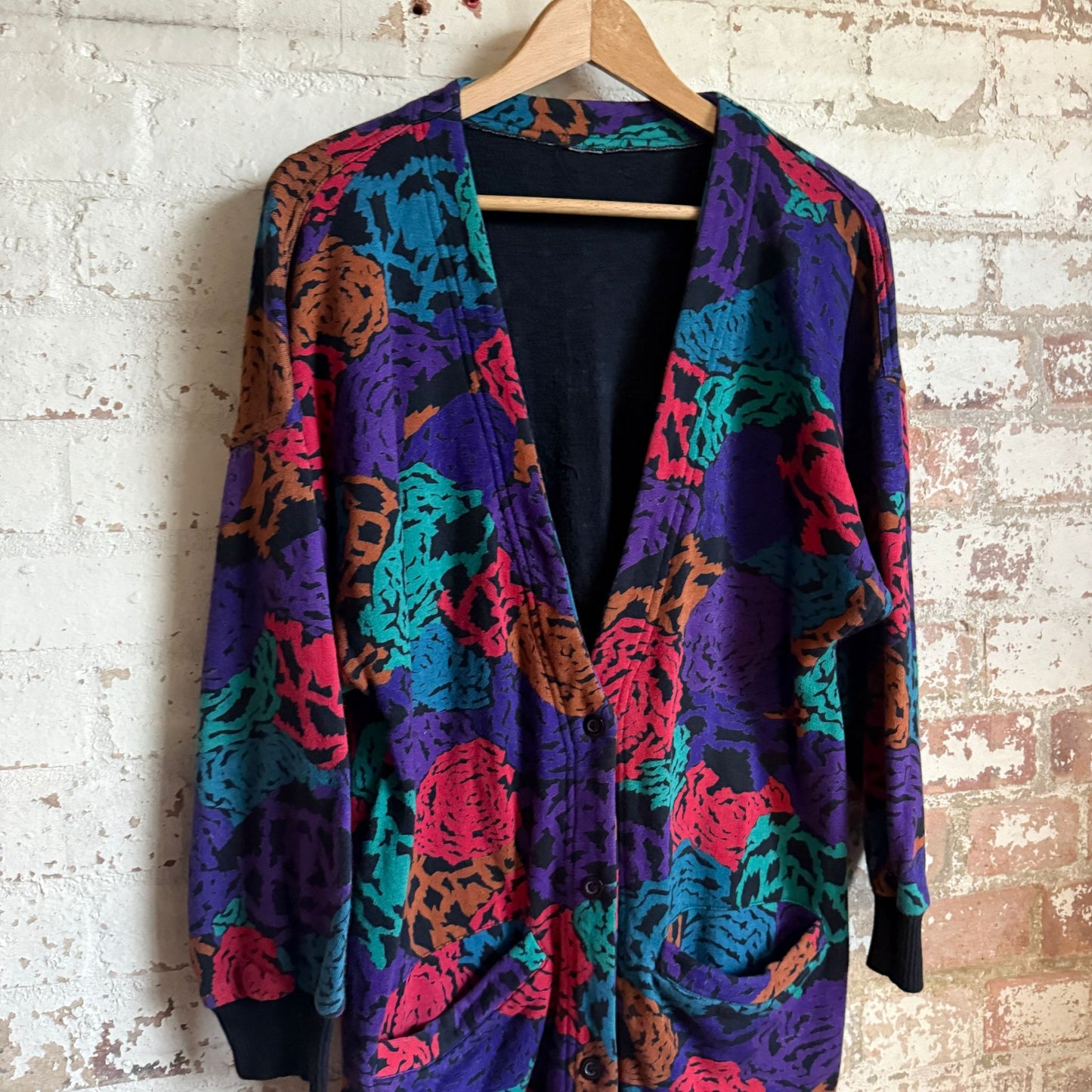 1980s Multi Coloured Sweatshirt Cardigan