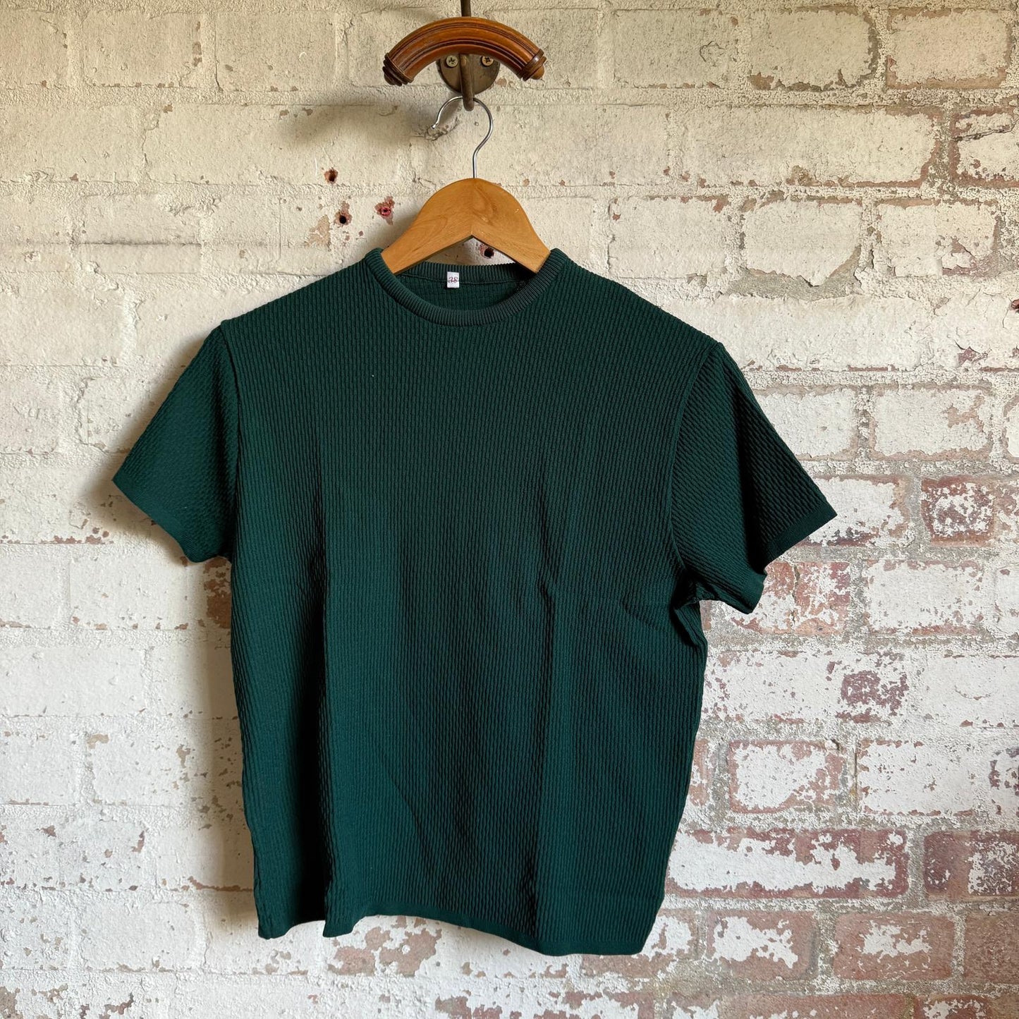 1970s Green Knitted Patterned T-Shirt Top