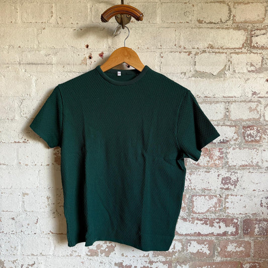 1970s Green Knitted Patterned T-Shirt Top