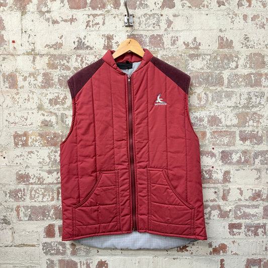 1980s Red British Padded Snow Goose Gilet Jacket