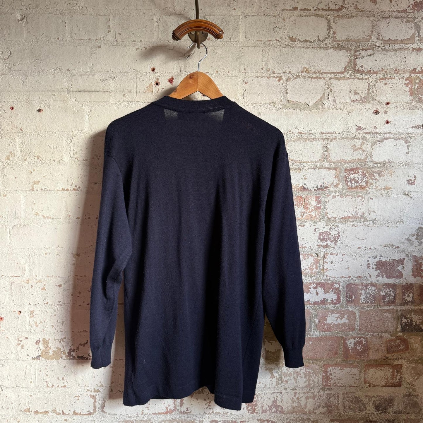 1980s Navy Argyle Knitted Cardigan Jumper