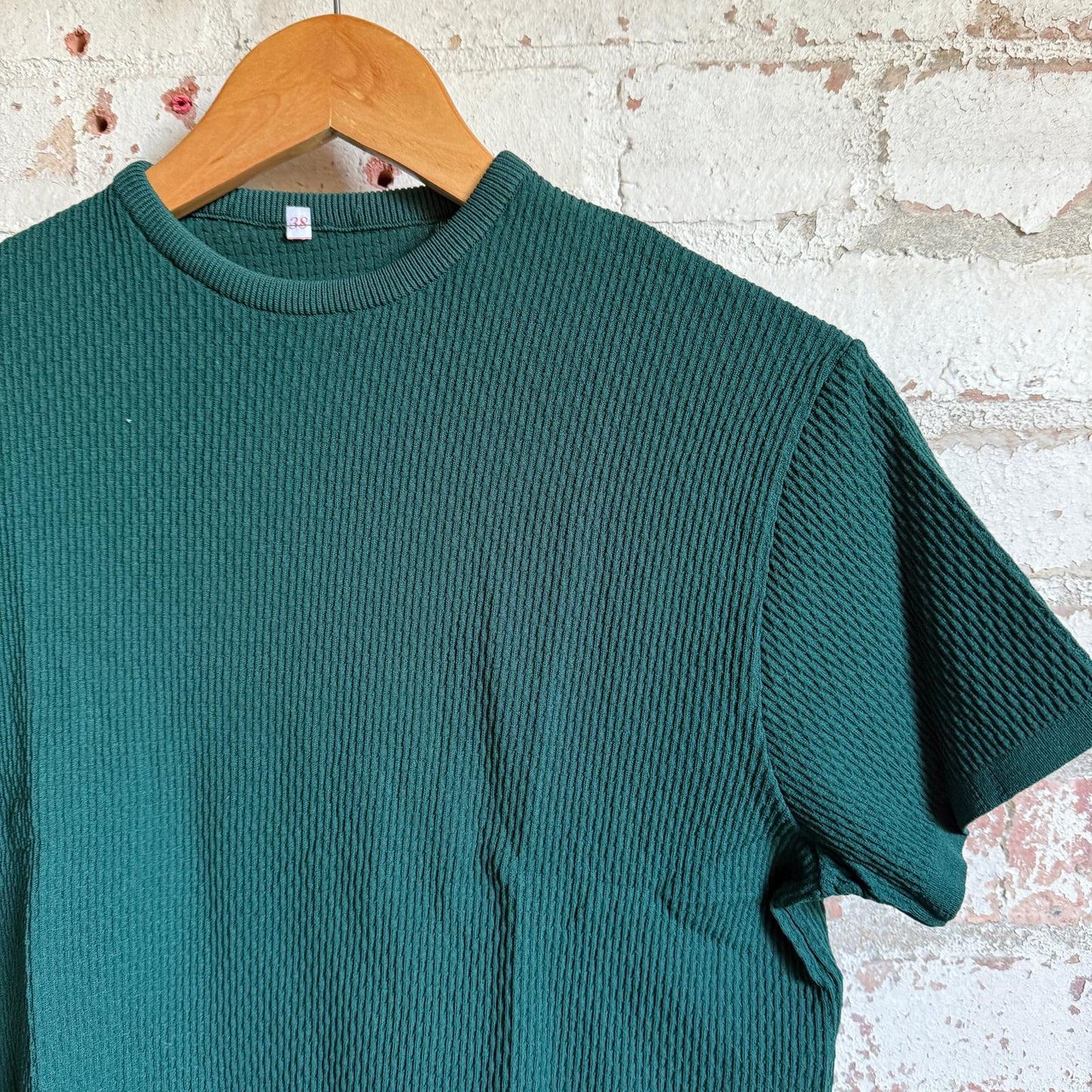 1970s Green Knitted Patterned T-Shirt Top