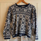 1970s Navy Patterned Knitted Jumper