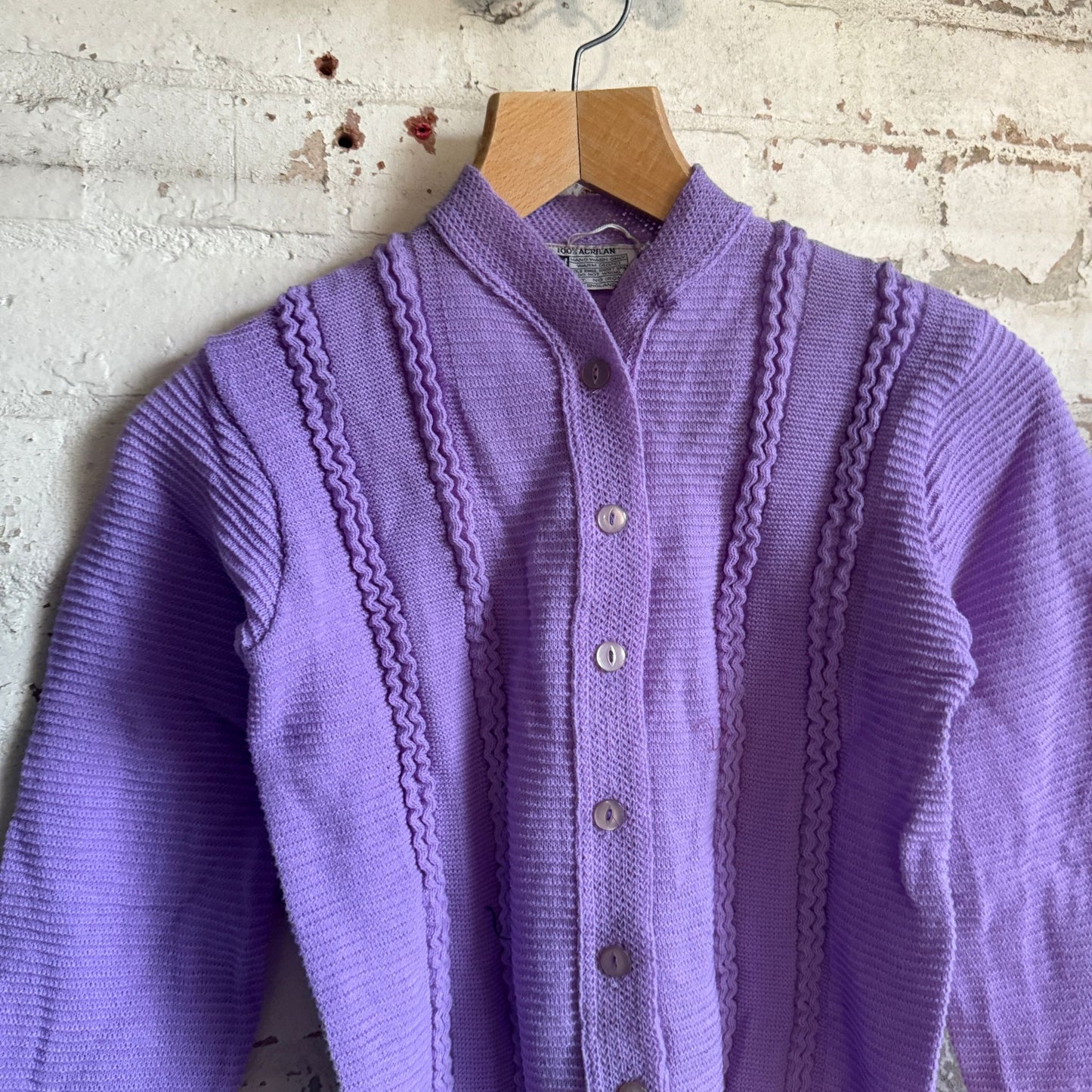 1960s Purple Knitted Patterned Cardigan Jumper