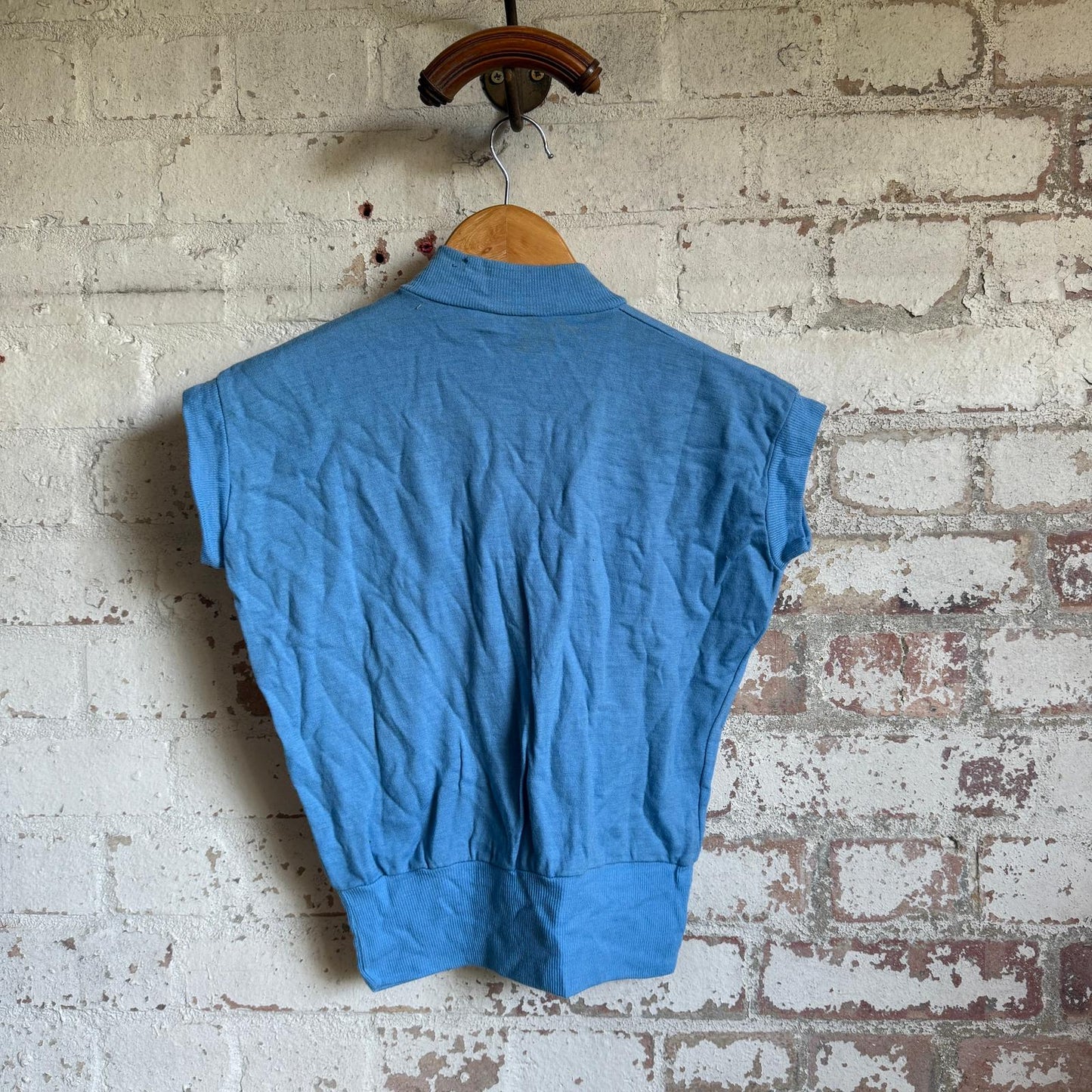 1950s Baby Blue V Neck Top Blouse