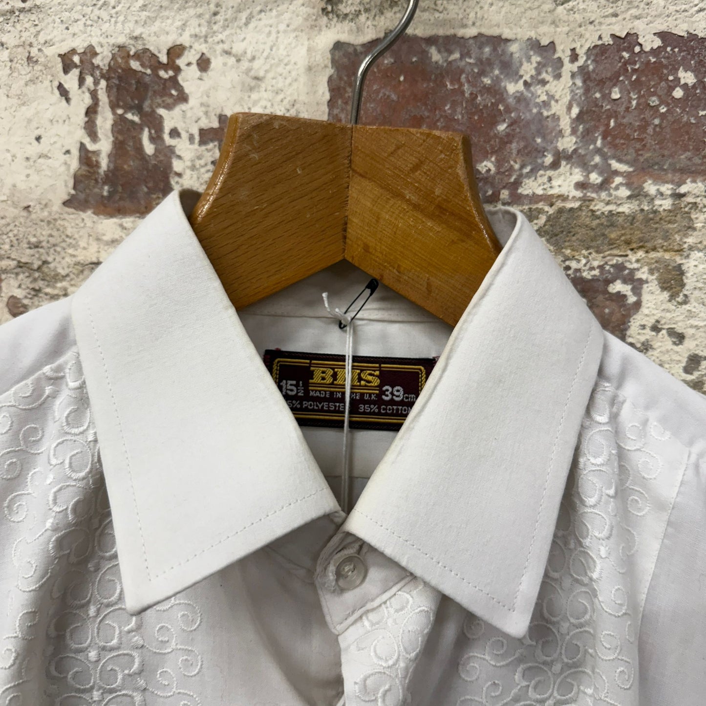 1970s White Cotton BHS Button Up Shirt