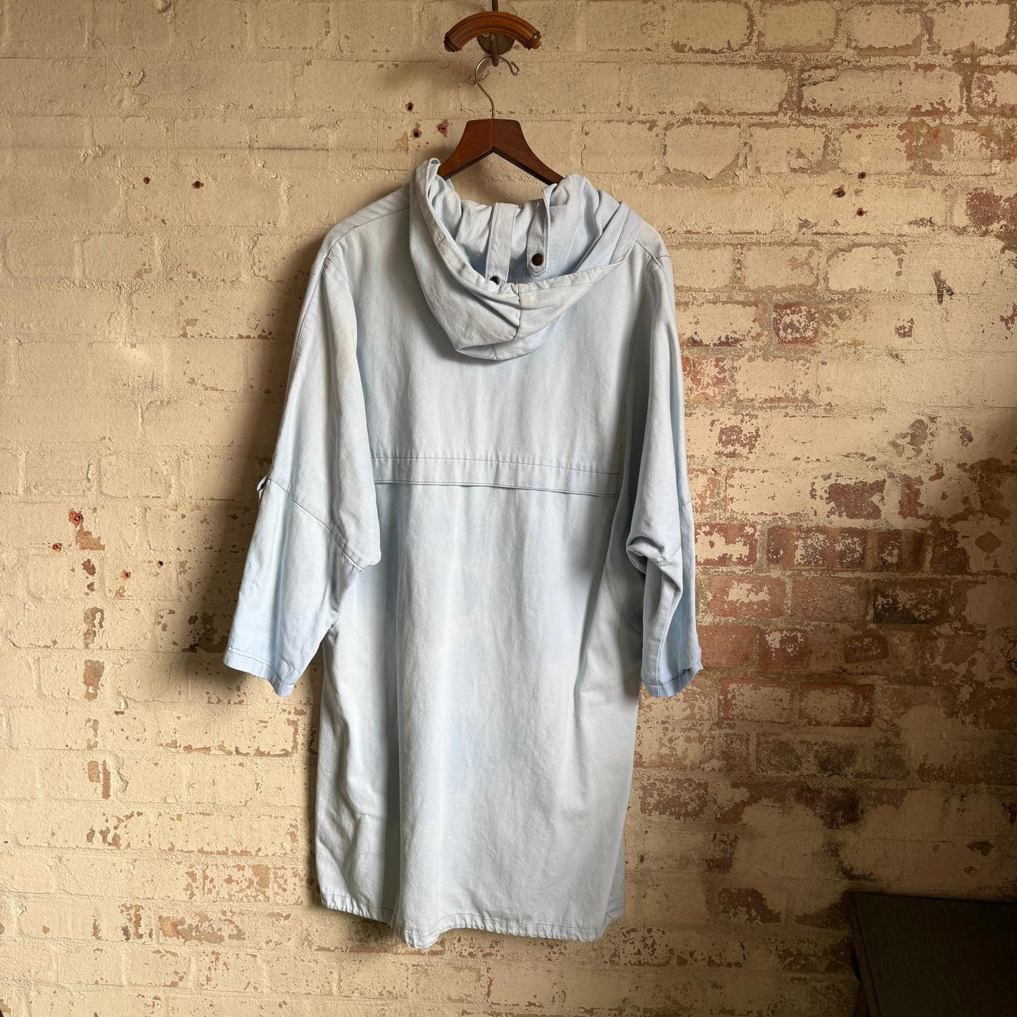 1980s Blue Denim 'Clock House' Unusual Design Hooded Jacket