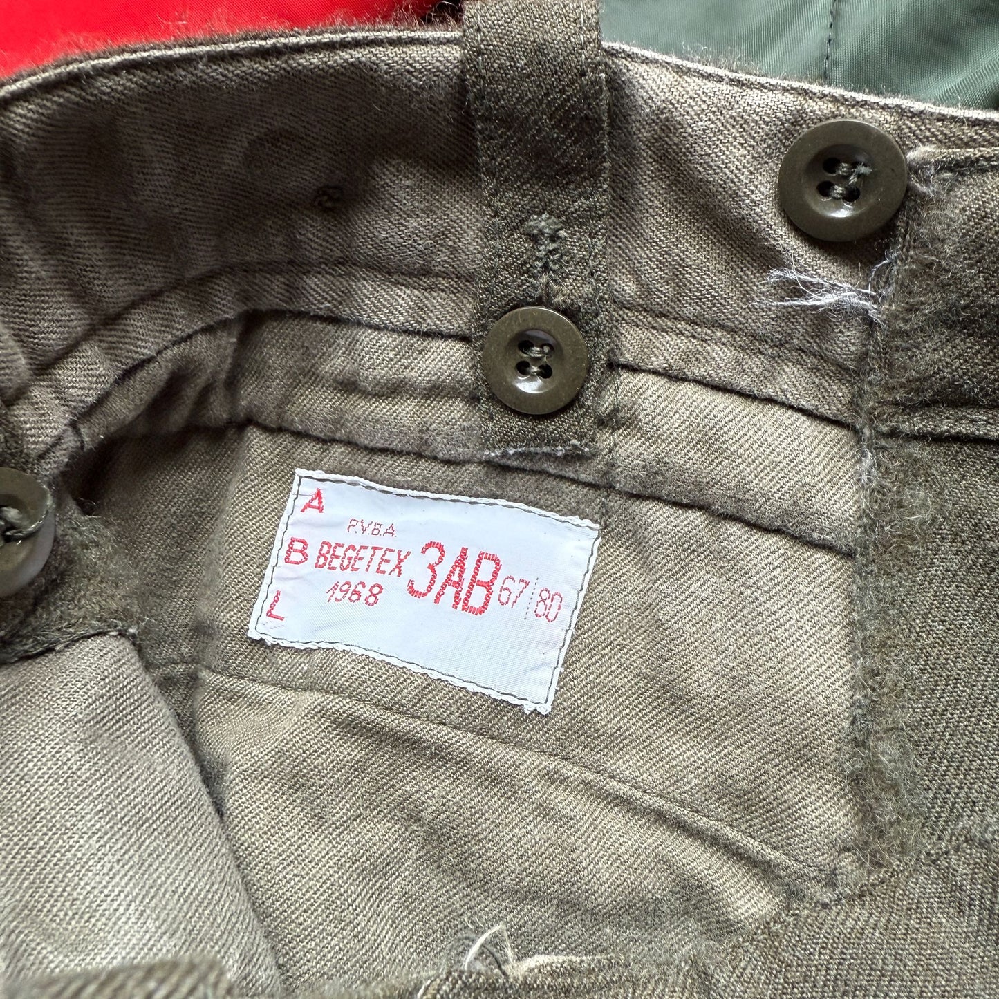 1960s Green Wool Military  Trousers