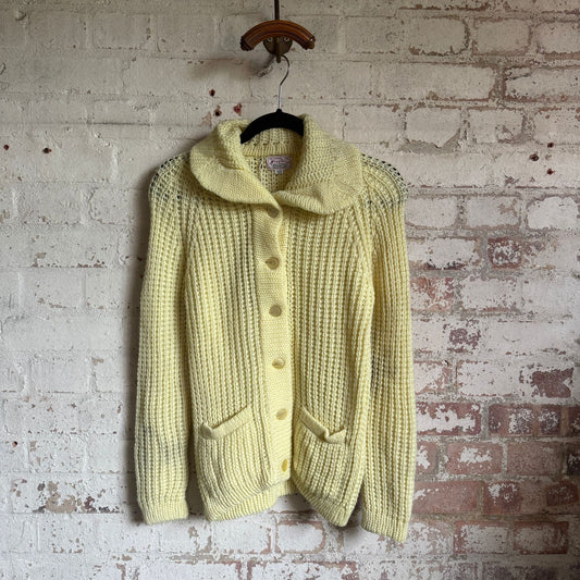 1970s Yellow Knitted Cardigan Jumper