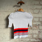 1970s White Knitted Stripe T-Shirt Top