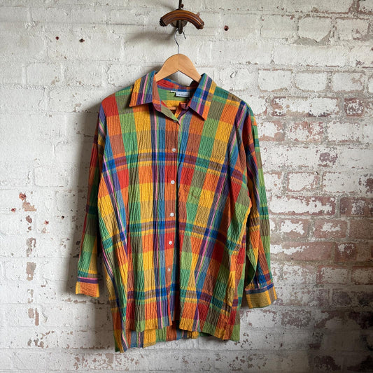 1980s Seersucker Multicoloured Shirt