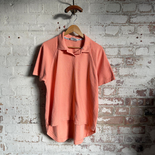 1990s Waffle Peach Polo Shirt