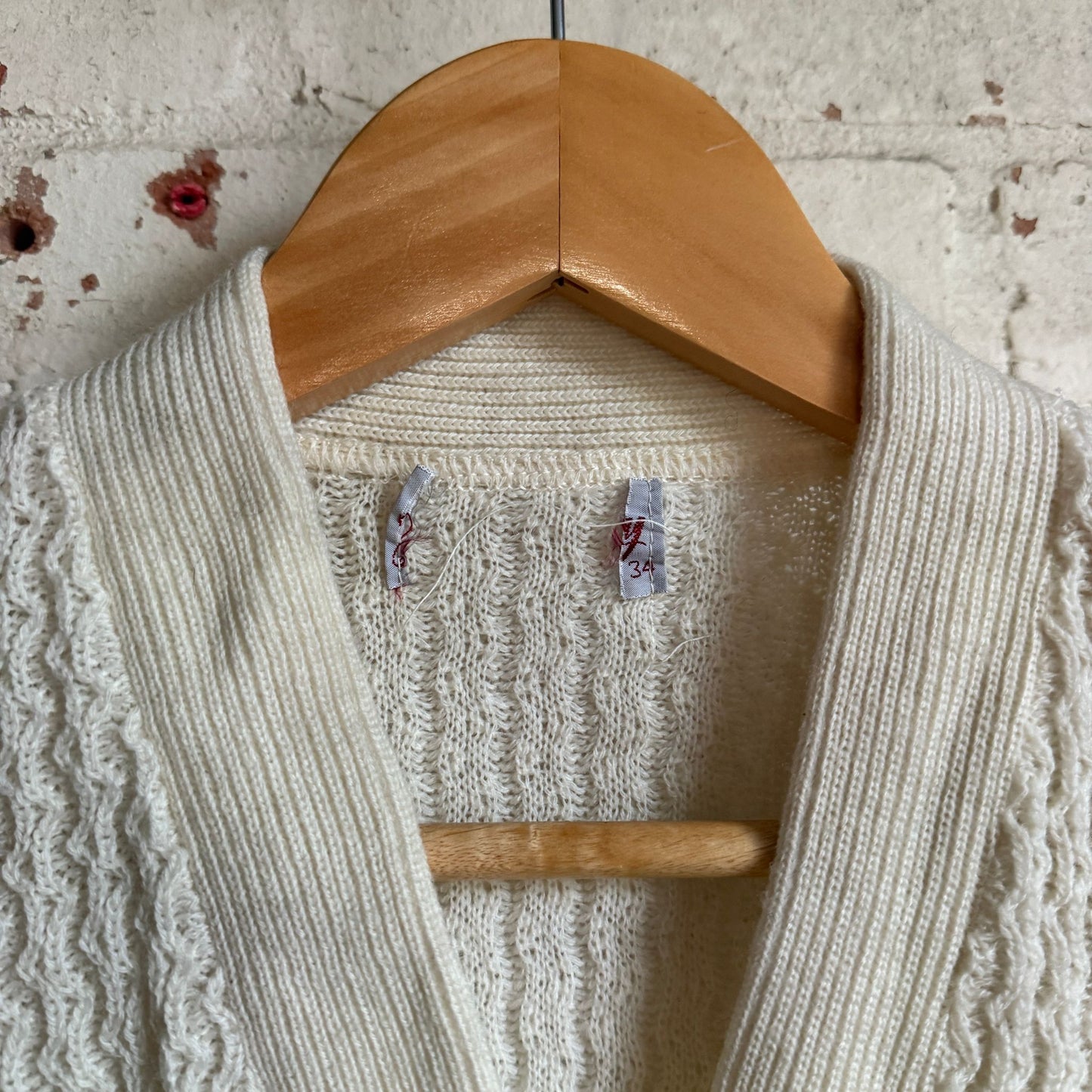 1950s Cream Knitted Wool Cardigan Jumper