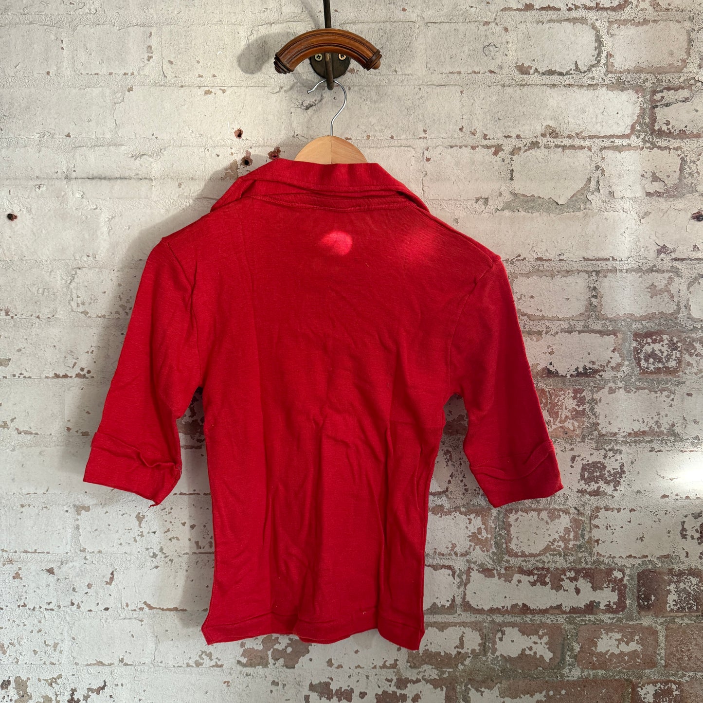 1970s Red John Craig Dagger Collar Polo Shirt Top
