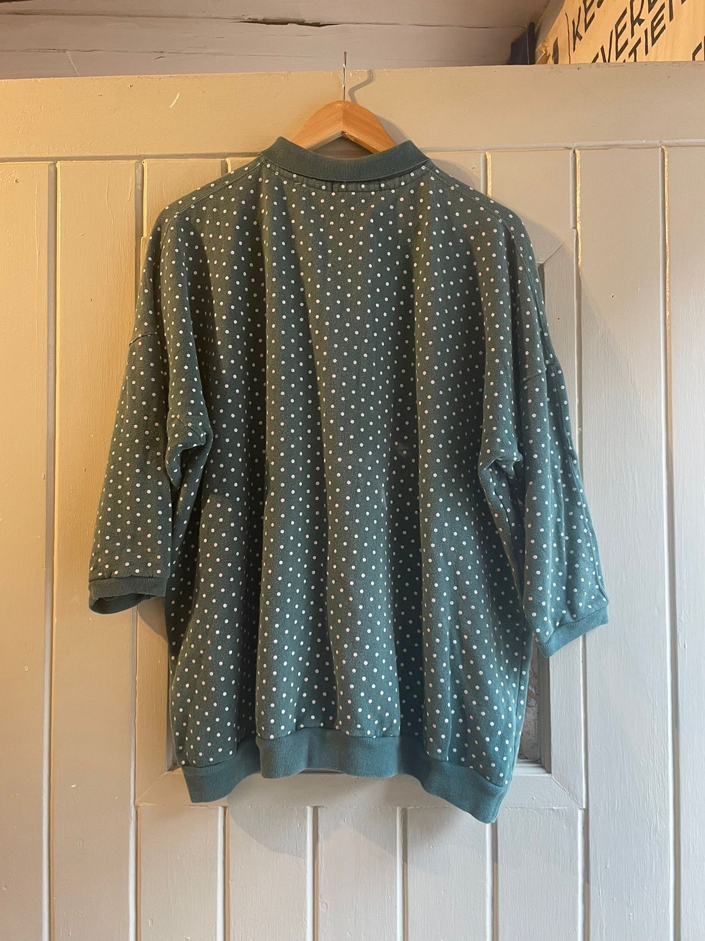 1980s Green Polka Dot Button Sweatshirt Jumper