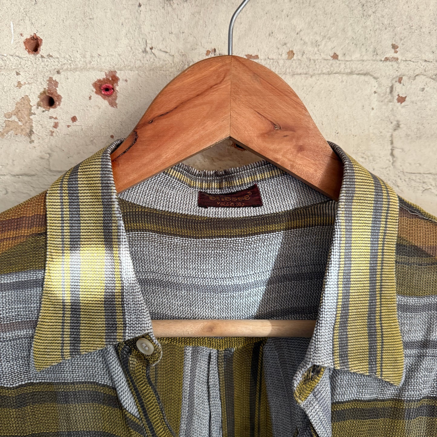 1970s Unusual Linen Ellesse Striped Shirt