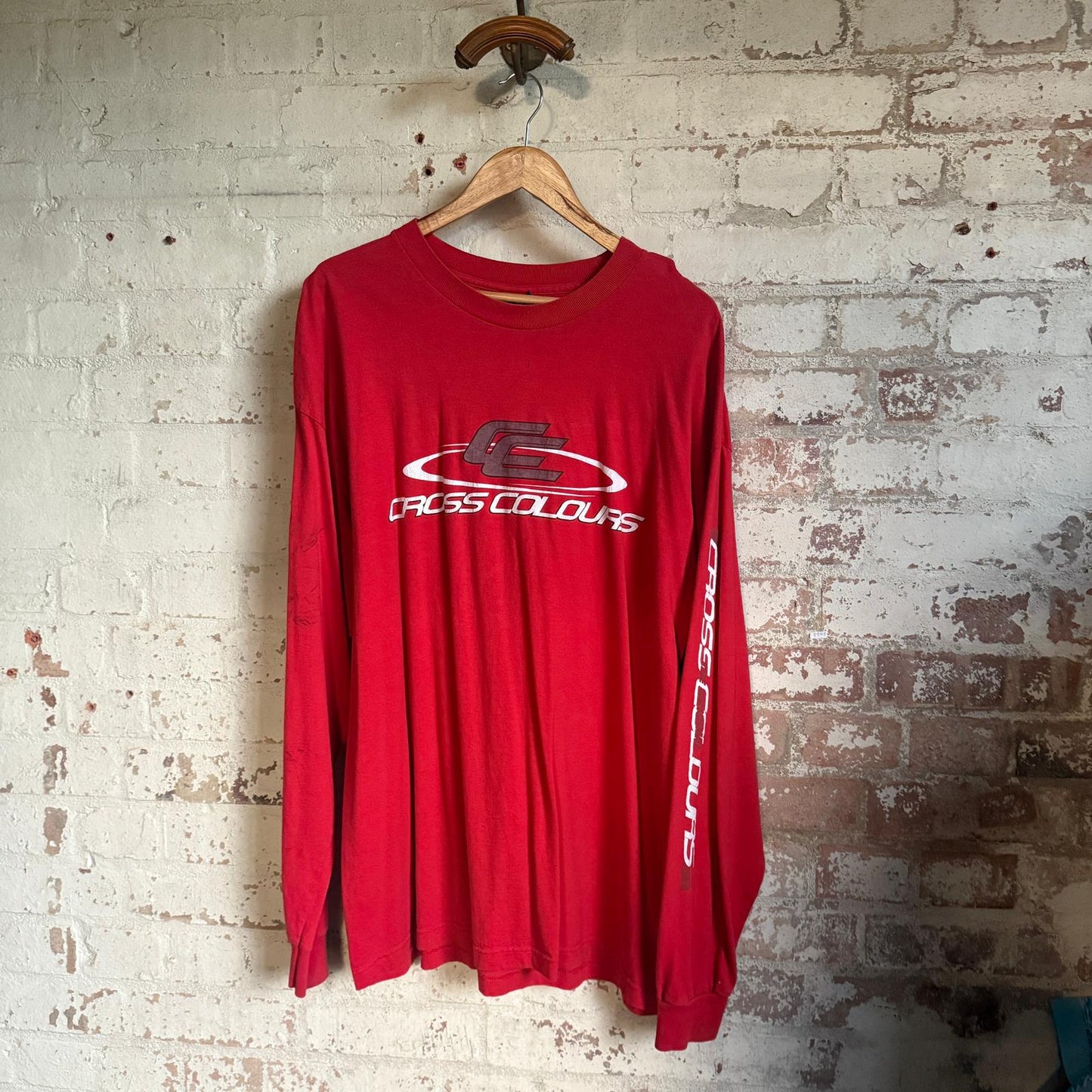 1990s Red Cross Colours Long Sleeve Top