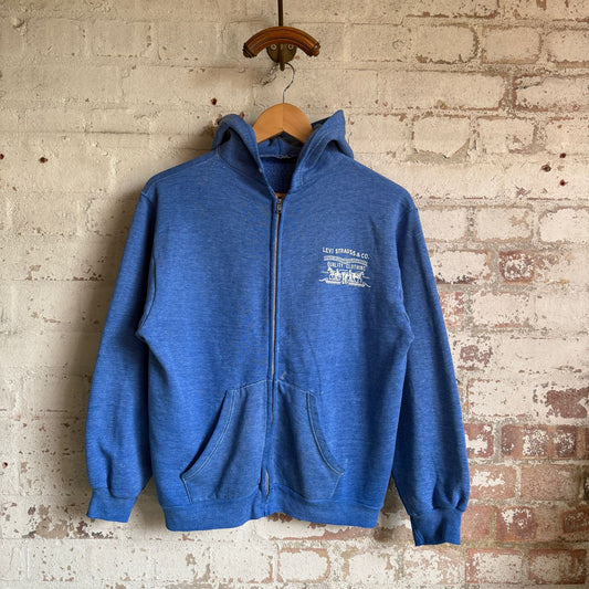 1970s Blue Metal Zip Levis Hoodie