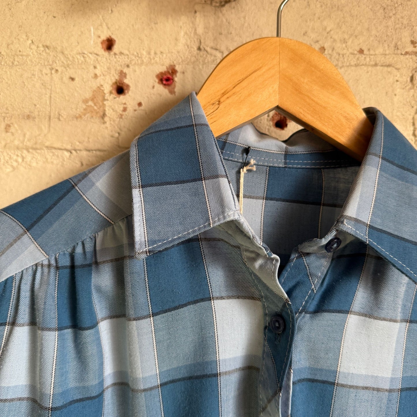1980s Blue Checkered Button Shirt