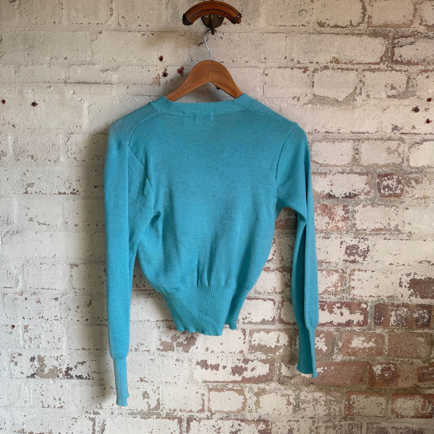 1960s Baby Blue Wool Knitted Cardigan Jumper