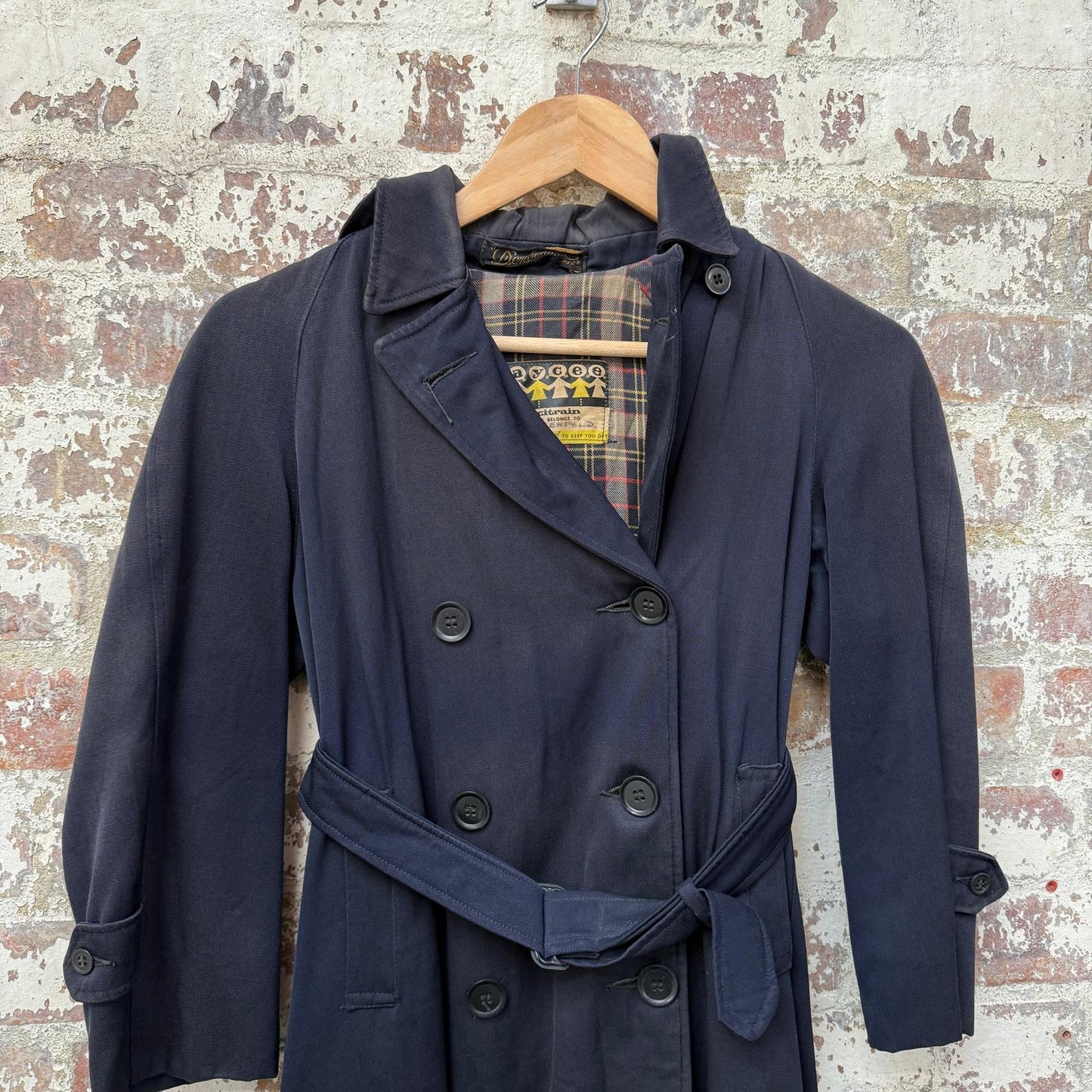 1930s 1940s Navy Gaberdine Belted Mac Jacket