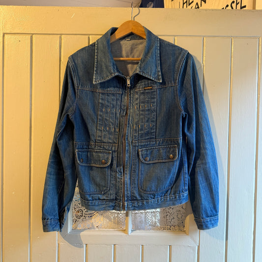 1970s Blue Denim Zip Trucker Jacket