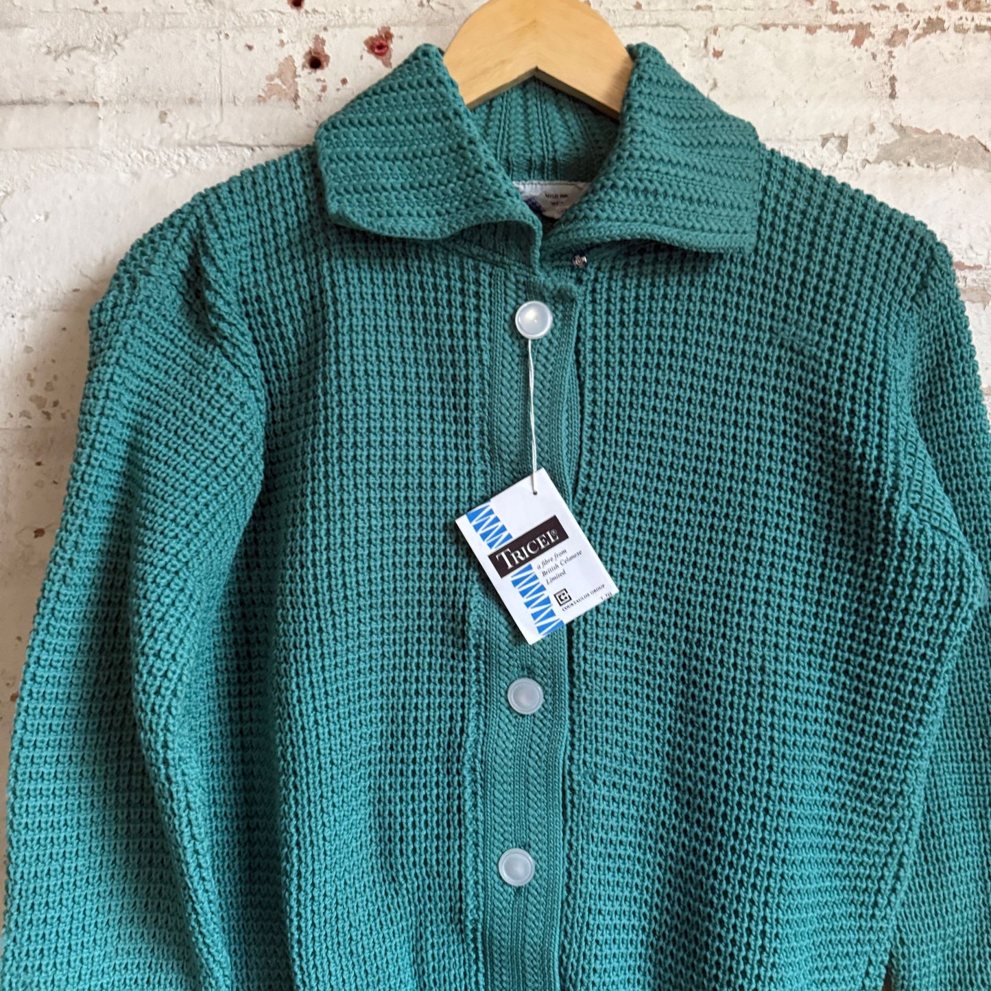 1960s Dark Turquoise Knitted Cardigan Jumper