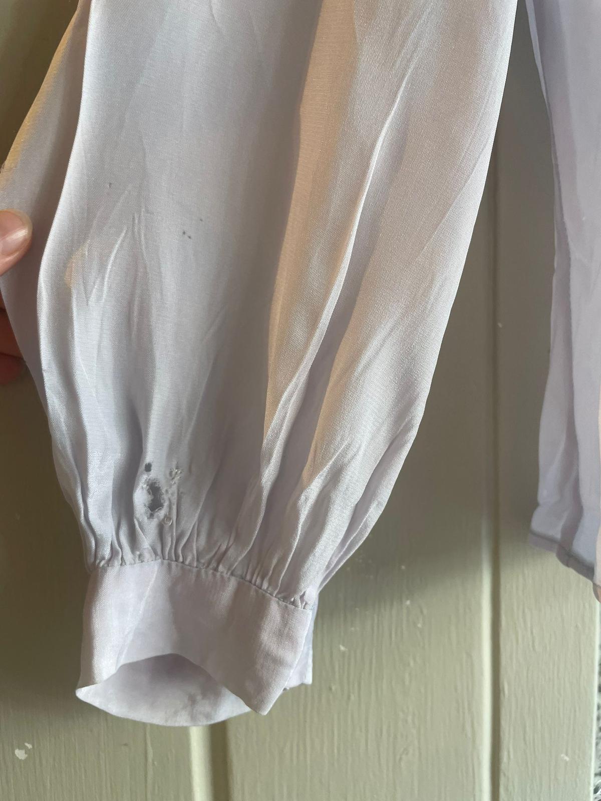 1940s White Embroidered Boohoo Blouse Shirt