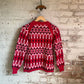 1970s Red Knitted Italian Aztec Knitted Jumper
