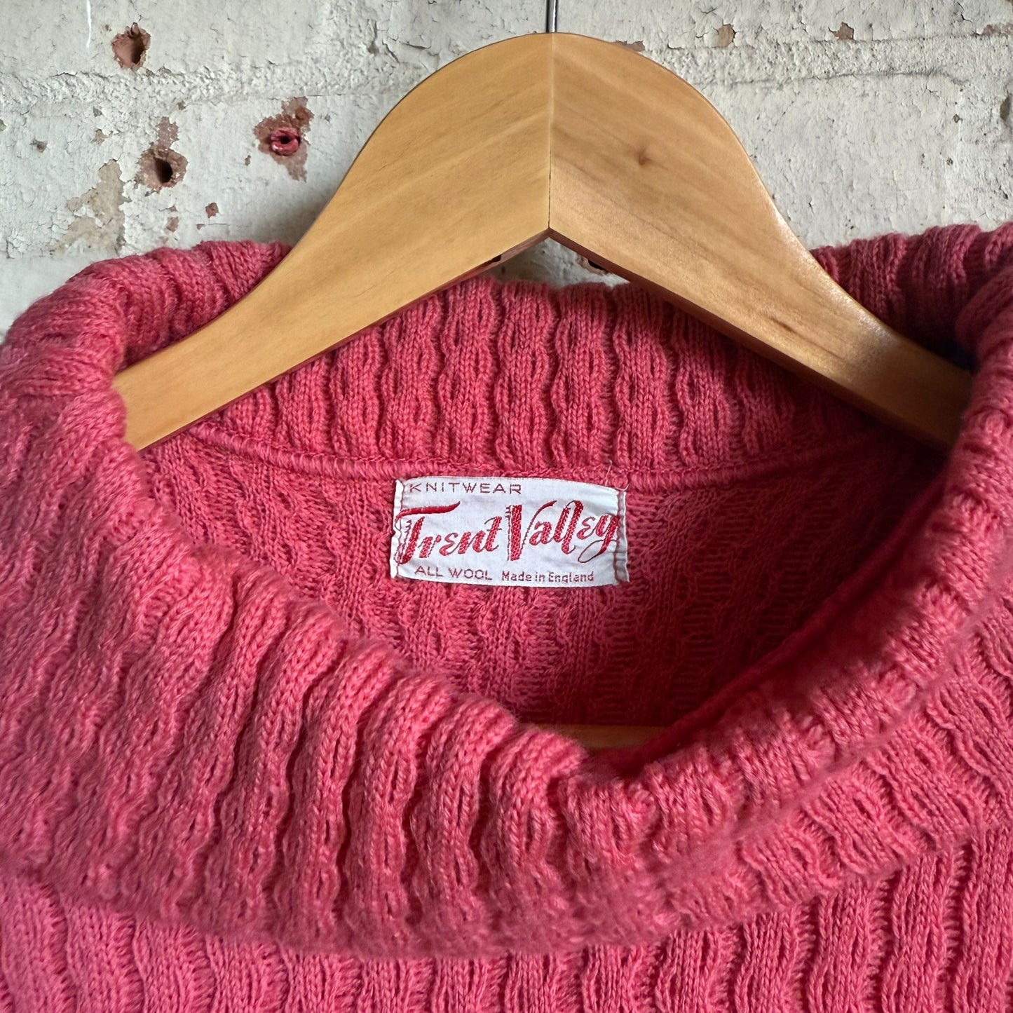 1960s Pink Wool Knitted Roll Neck Jumper