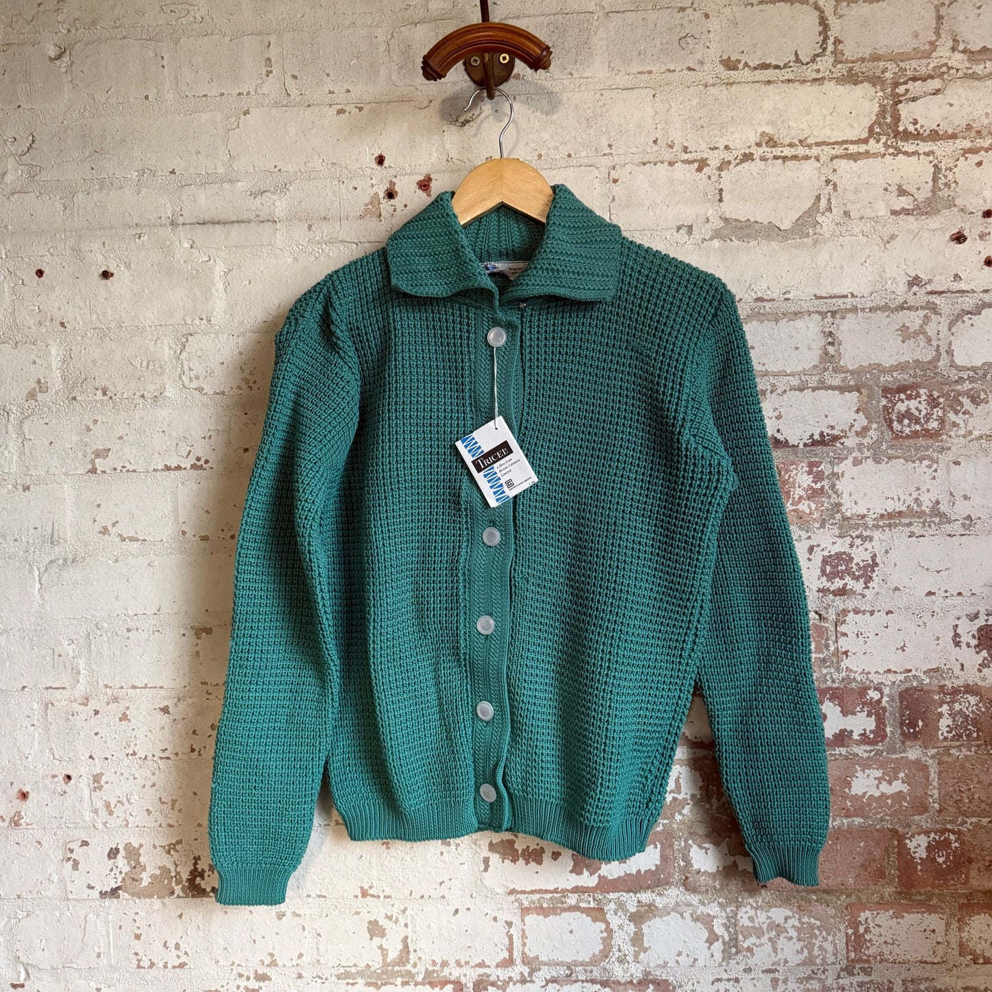 1960s Dark Turquoise Knitted Cardigan Jumper