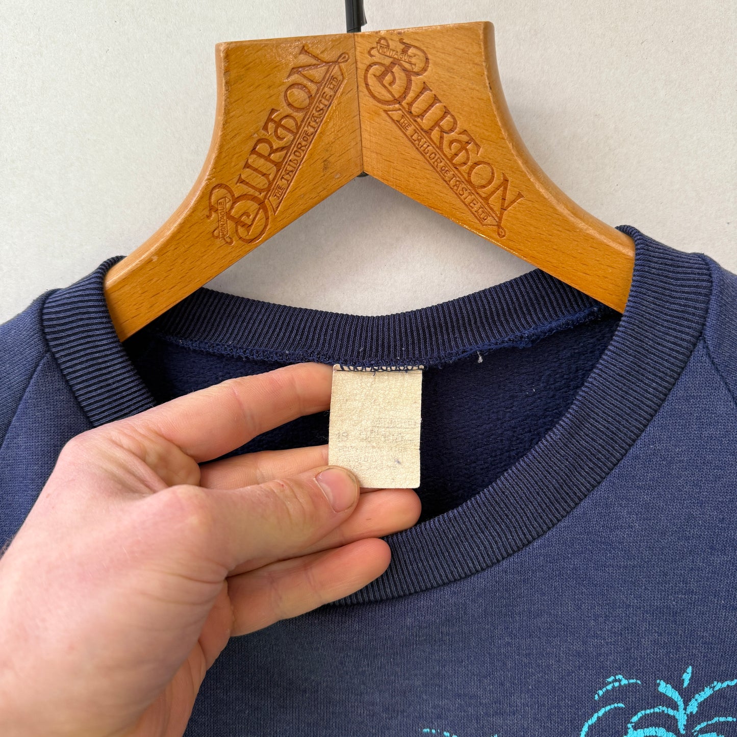 1980s Navy Graphic Raglan Sweatshirt