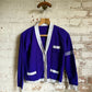 1960s Purple Knitted College Style Cardigan Jumper