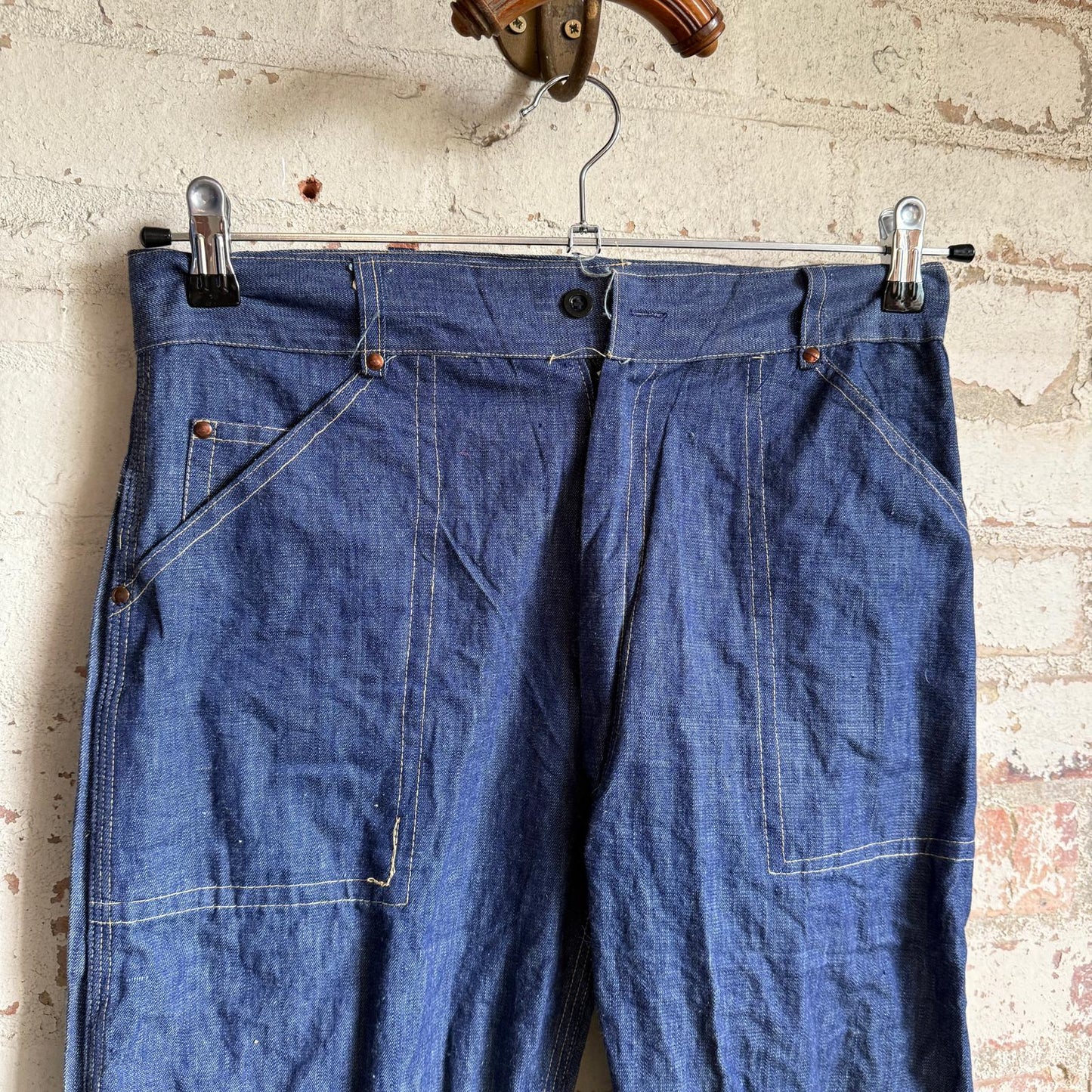 1950s Unusual Blue Cotton Denim Trousers