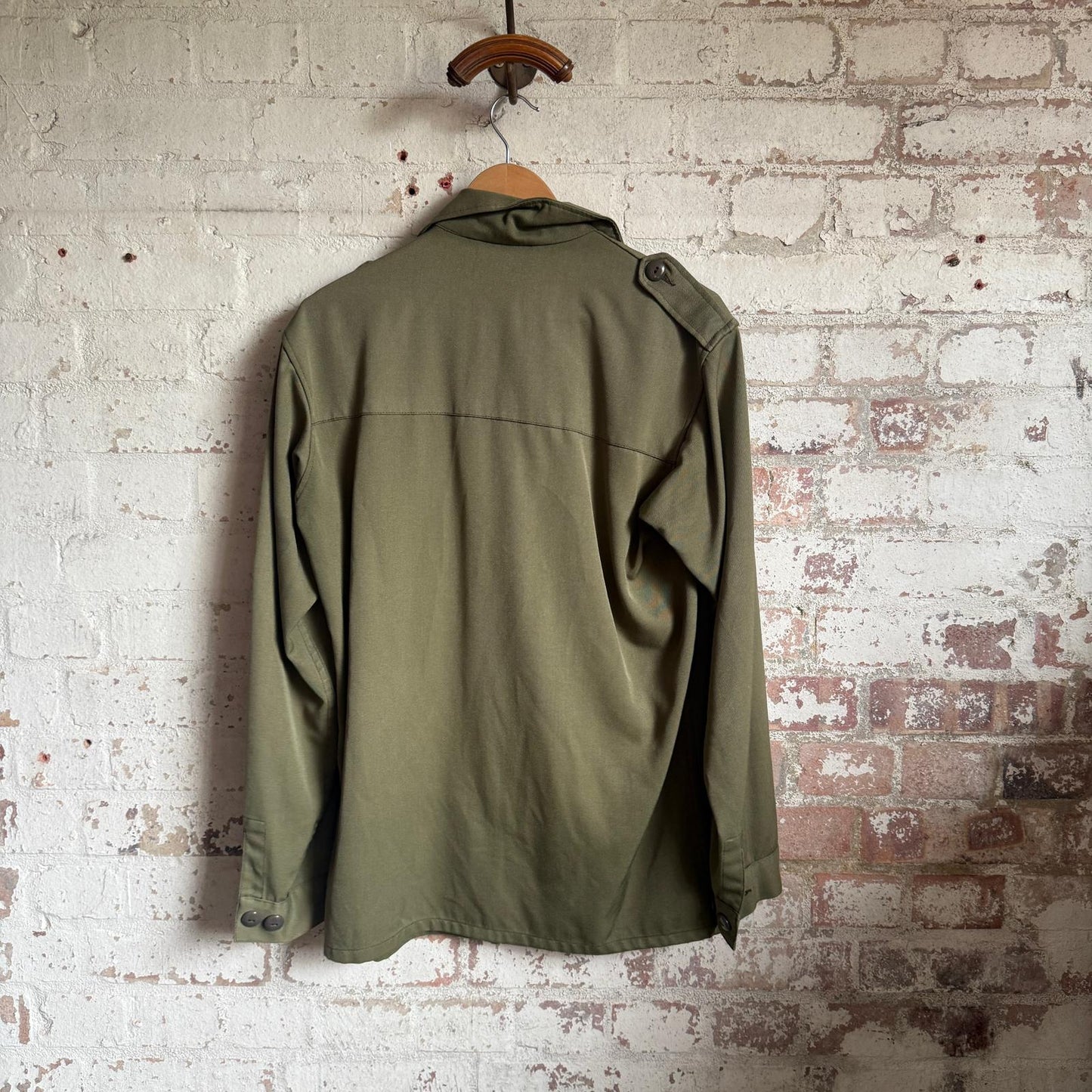 1970s Khaki Military Button Shirt Jacket