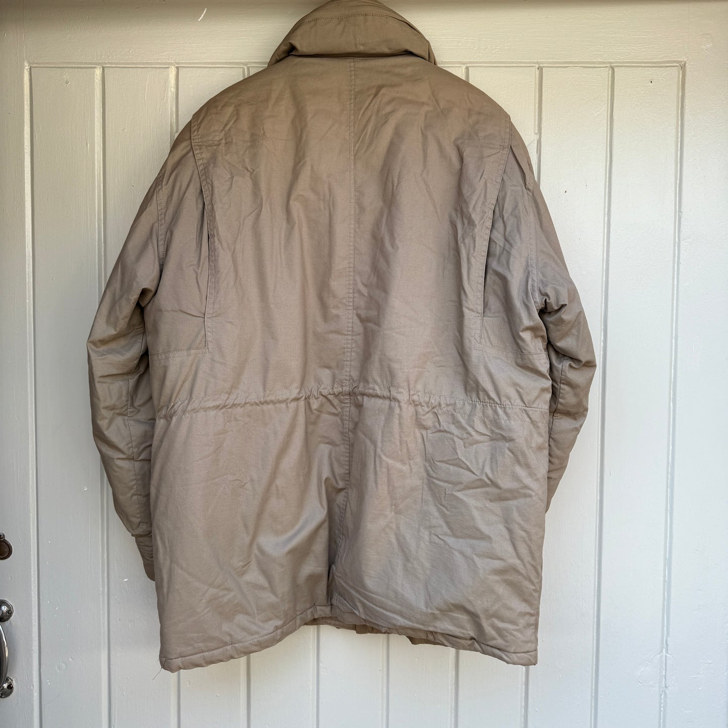 1980s Padded Beige Badged Walking Jacket